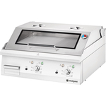 Stalgast Edelstahl Elektro-Griddleplatte als Tischgerät mit Deckel, 800x700 mm, ½ glatte/½ gerillte Grillfläche, Serie 700 ND