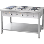 Stalgast Edelstahl Elektroherd Serie 700, 6 Platten à 2,6 kW, 1200x700x850 (BxTxH)