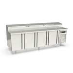 Vaiotec Topline Belegstation / 4-fach mit Türen, EN 60x40, Edelstahlaufsatz, GN 1/3, 2545 x 800 mm