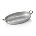 Steel & Style Servierpfanne VINTAGE, mit 2 Messinggriffen, 31 x 22 x 4,5 cm, 1,4 ltr., Chromnickelstahl