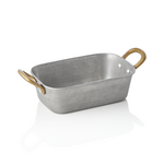 Steel & Style Servierpfanne VINTAGE, mit 2 Messinggriffen, 15 x 9,5 x 4,5 cm, 370 ml, Chromnickelstahl