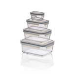 Was Germany Frischhaltedosen Set mit Polypropylendeckel, 4-teilig, Borosilikatglas