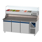 Prismafood Kühltisch 3 Türen  Schaukasten GN 1/3 Kapazität: 606 lt Temperatur: 0°C/+10°C