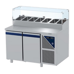 Prismafood Kühltisch 2 Türen mit Schaukasten Kapazität: 300 lt Temperatur: 0°C/+10°C