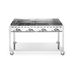 Hendi Grillsystem Green Fire mit 4 Brennern, Profi Line, mit Rollengestell, Hellgrau, 22kW, 1400x612x(H)825mm