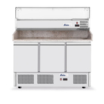 Arktic Pizzatisch, dreitürig mit Aufsatzkühlvitrine 380+40L, 254L, 230V/400W, 1400x700x(H)1491mm