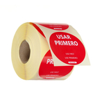 Hendi Lebensmittelsicherheitsetiketten, für den Mehrfachgebrauch, einfach zu entfernen, „ZUERST VERWENDEN“, Rot, 500 Stk., ⌀50mm