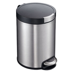 Aliseo Prestige Hygieneeimer - gebürstetes Chrom / Deckel schwarz, 5 Liter