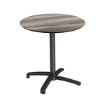 Feros X Cross - Terrassentisch Schwarz Gestell + Tropenholz HPL-Platte Ø70 cm, Schwarz + Tropenholz