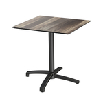Feros X Cross - Terrassentisch Schwarz Gestell + Tropenholz HPL-Platte 70x70 cm, Schwarz + Tropenholz