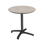Feros X Cross - Terrassentisch Schwarz Gestell + Moonstone HPL-Platte Ø70 cm, Schwarz + Moonstone