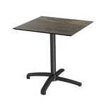 Feros X Cross - Terrassentisch Schwarz Gestell + Riverwashed Holz HPL-Platte 70x70 cm, Schwarz + Riverwashed Holz