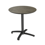 Feros X Cross -Terrassentisch Schwarz Gestell + Midnight-Marmor HPL-Platte Ø70 cm, Schwarz + Midnight Marmor