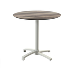 Feros X Cross - Terrassentisch sandfarbenes Gestell + Tropenholz HPL-Platte Ø70 cm, Sand + Tropenholz