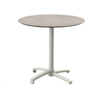 Feros X Cross - Terrassentisch sandfarbenes Gestell + Moonstone HPL-Platte Ø70 cm, Sand + Moonstone