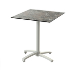 Feros X Cross - Terrassentisch sandfarbenes Gestell + Galaxy-Marmor HPL-Platte 70x70 cm, Sand + Galaxy Marmor