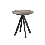 Feros Infinity - Terrassentisch schwarzes Gestell + Tropenholz HPL-Platte Ø70 cm, Schwarz + Tropenholz