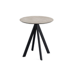 Feros Infinity - Terrassentisch schwarzes Gestell + Moonstone HPL-Platte Ø70 cm, Schwarz + Moonstone