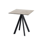 Feros Infinity - Terrassentisch schwarzes Gestell + Moonstone HPL-Platte 70x70 cm, Schwarz + Moonstone
