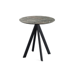 Feros Infinity - Terrassentisch schwarzes Gestell + Galaxy-Marmor HPL-Platte Ø70 cm, Schwarz + Galaxy Marmor