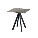 Feros Infinity - Terrassentisch schwarzes Gestell + Galaxy-Marmor HPL-Platte 70x70 cm, Schwarz + Galaxy Marmor