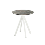Feros Infinity - Terrassentisch weißes Gestell + Galaxy-Marmor HPL-Platte Ø70 cm, Weiß + Galaxy Marmor