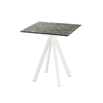 Feros Infinity - Terrassentisch weißes Gestell + Galaxy-Marmor HPL-Platte 70x70 cm, Weiß + Galaxy Marmor