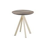 Feros Infinity - Terrassentisch sandfarbenes Gestell + Tropenholz HPL-Platte Ø70 cm, Sand + Tropenholz