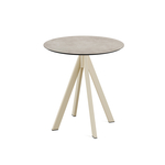 Feros Infinity - Terrassentisch sandfarbenes Gestell + Moonstone HPL-Platte Ø70 cm, Sand + Moonstone