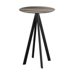Feros Infinity - Bartisch schwarzes Gestell + Tropenholz HPL-Platte Ø70 cm, Schwarz + Tropenholz