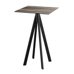 Feros Infinity - Bartisch schwarzes Gestell + Tropenholz HPL-Platte 70x70 cm, Schwarz + Tropenholz