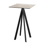 Feros Infinity - Bartisch schwarzes Gestell + Moonstone HPL-Platte 70x70 cm, Schwarz + Moonstone