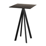 Feros Infinity - Bartisch schwarzes Gestell + Riverwashed Holz HPL-Platte 70x70 cm, Schwarz + Riverwashed Holz