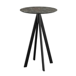Feros Infinity - Bartisch schwarzes Gestell + Galaxy-Marmor HPL-Platte Ø70 cm, Schwarz + Galaxy Marmor