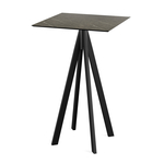 Feros Infinity - Bartisch schwarzes Gestell + Midnight-Marmor HPL-Platte 70x70 cm, Schwarz + Midnight Marmor
