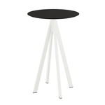 Feros Infinity - Bartisch weißes Gestell + schwarze HPL-Platte Ø70 cm, Weiß + Schwarz