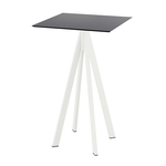Feros Infinity - Bartisch weißes Gestell + schwarze HPL-Platte 70x70 cm, Weiß + Schwarz