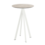 Feros Infinity - Bartisch weißes Gestell + Moonstone HPL-Platte Ø70 cm, Weiß + Moonstone
