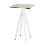 Feros Infinity - Bartisch weißes Gestell + Moonstone HPL-Platte 70x70 cm, Weiß + Moonstone