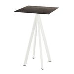 Feros Infinity - Bartisch weißes Gestell + Riverwashed Holz HPL-Platte 70x70 cm, Weiß + Riverwashed Holz