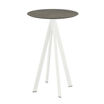 Feros Infinity - Bartisch weißes Gestell + Midnight-Marmor HPL-Platte Ø70 cm, Weiß + Midnight Marmor