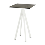 Feros Infinity - Bartisch weißes Gestell + Midnight-Marmor HPL-Platte 70x70 cm, Weiß + Midnight Marmor