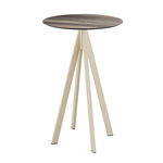 Feros Infinity - Bartisch sandfarbenes Gestell + Tropenholz HPL-Platte Ø70 cm, Sand + Tropenholz