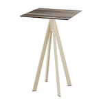 Feros Infinity - Bartisch sandfarbenes Gestell + Tropenholz HPL-Platte 70x70 cm, Sand + Tropenholz