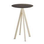 Feros Infinity - Bartisch sandfarbenes Gestell + Riverwashed Holz HPL-Platte Ø70 cm, Sand + Riverwashed Holz