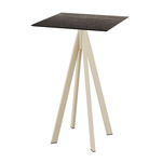 Feros Infinity - Bartisch sandfarbenes Gestell + Riverwashed Holz HPL-Platte 70x70 cm, Sand + Riverwashed Holz