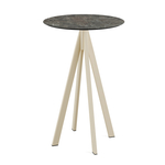 Feros Infinity - Bartisch sandfarbenes Gestell + Galaxy-Marmor HPL-Platte Ø70 cm, Sand + Galaxy Marmor