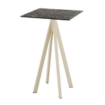 Feros Infinity - Bartisch sandfarbenes Gestell + Galaxy-Marmor HPL-Platte 70x70 cm, Sand + Galaxy Marmor
