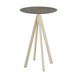 Feros Infinity - Bartisch sandfarbenes Gestell + Midnight-Marmor HPL-Platte Ø70 cm, Sand + Midnight Marmor
