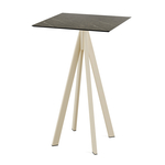 Feros Infinity - Bartisch sandfarbenes Gestell + Midnight-Marmor HPL-Platte 70x70 cm, Sand + Midnight Marmor